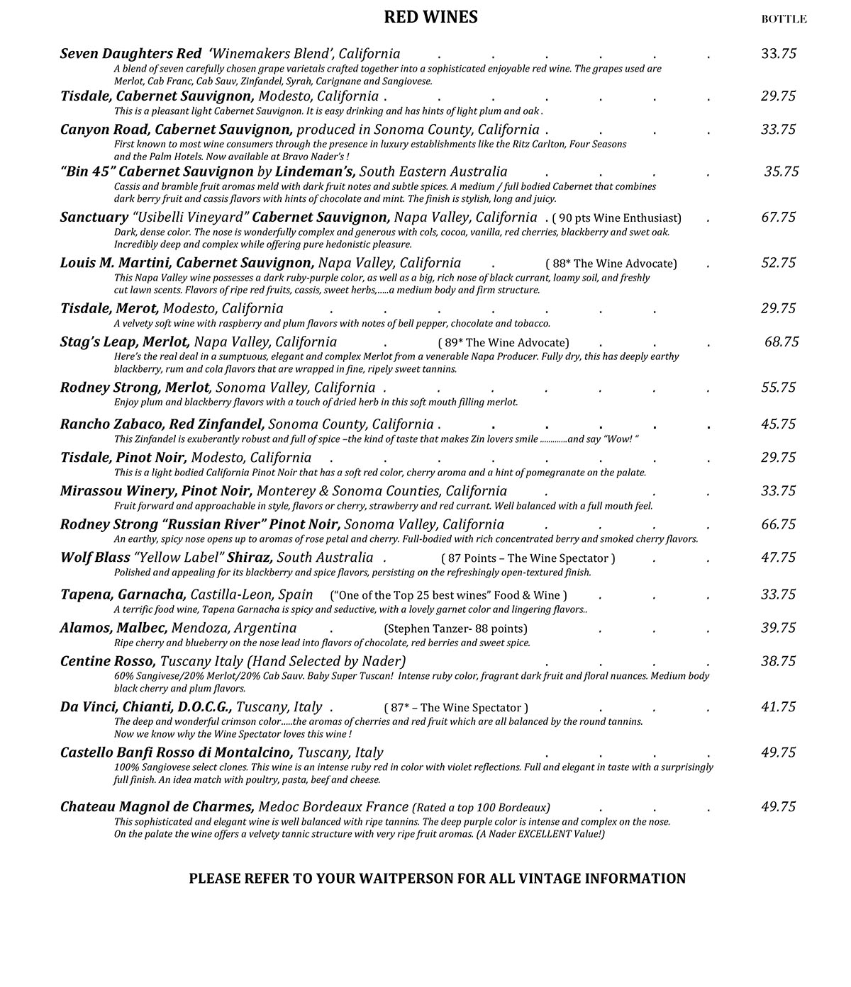 Bravo Nader Winelist